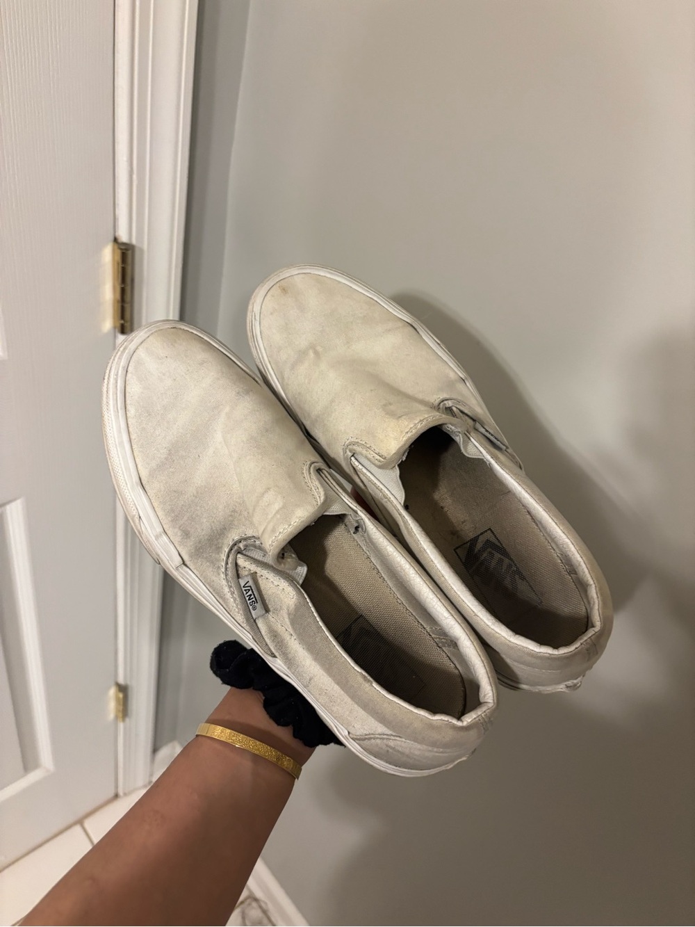 Vans White Slip-On Canvas Loafers